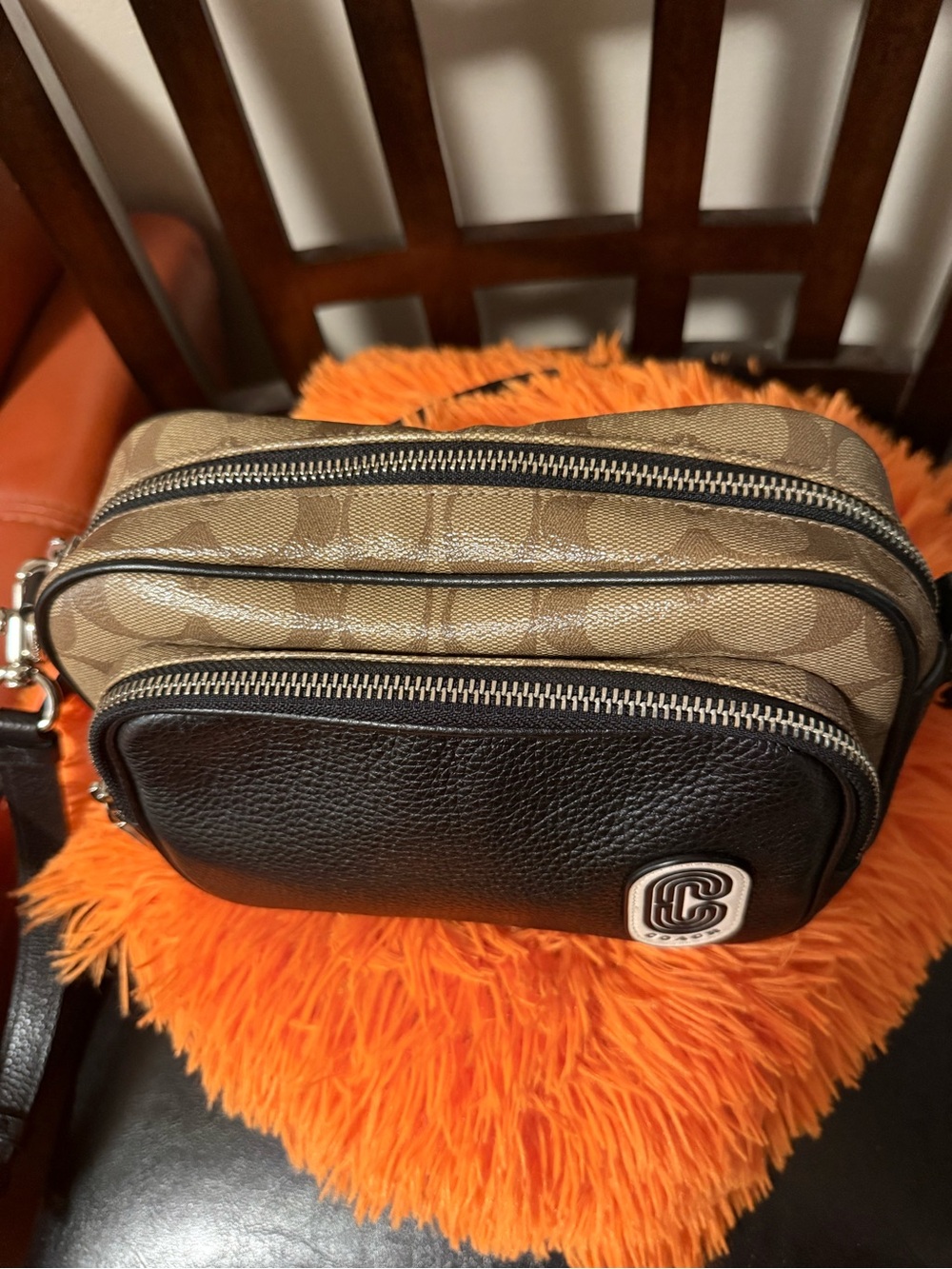 Coach Brown Signature Canvas Crossbody with Black Leather Trim - Picture 3 of 7